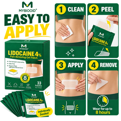 mybiooid 4% Lidocaine Pain Relief Patches 33 Count(Pack of 1)
